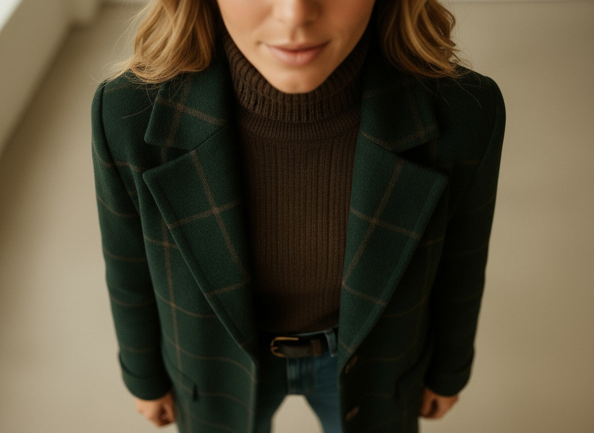 Elara– Klassieke Ruiten Wintermantel