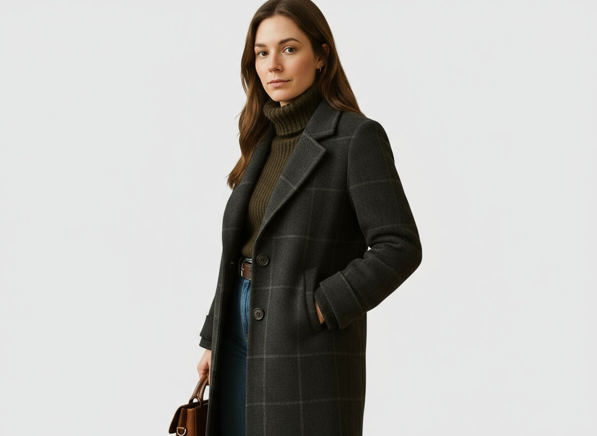 Elara– Klassieke Ruiten Wintermantel