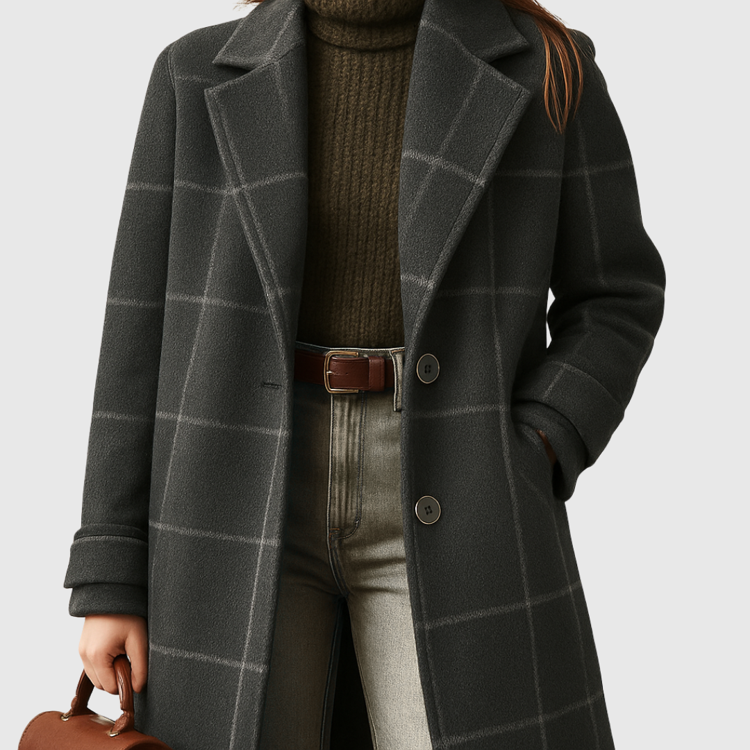 Elara– Klassieke Ruiten Wintermantel